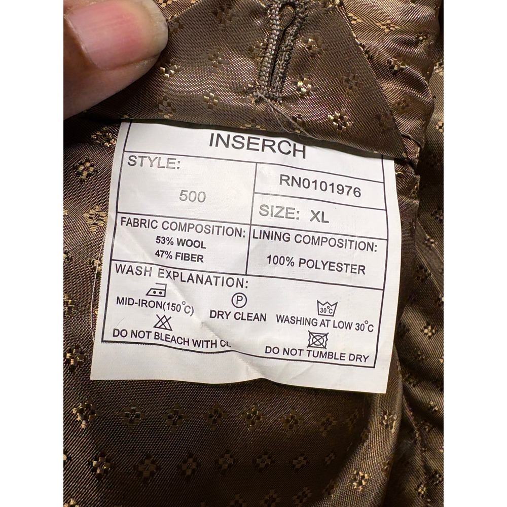 Inserch Limited Edition Mens XL Brown Herringbone Wool Blend Overcoat Jacket 500 - Picture 4 of 12